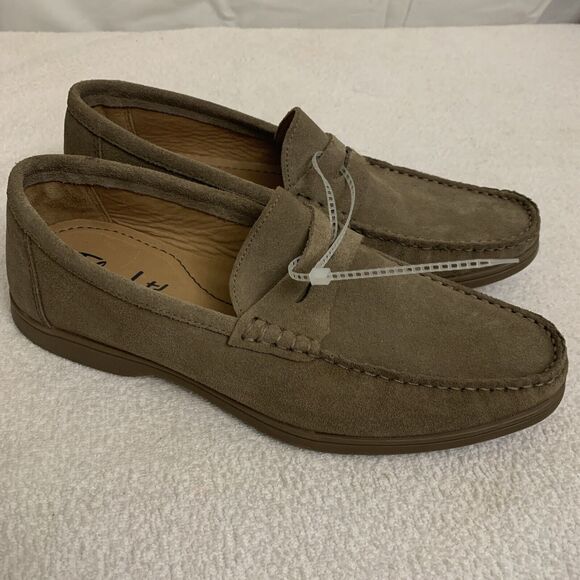 Flag Ltd Napa Glove Leather Driving Loafers Mens 8 Beige New - Picture 5 of 6